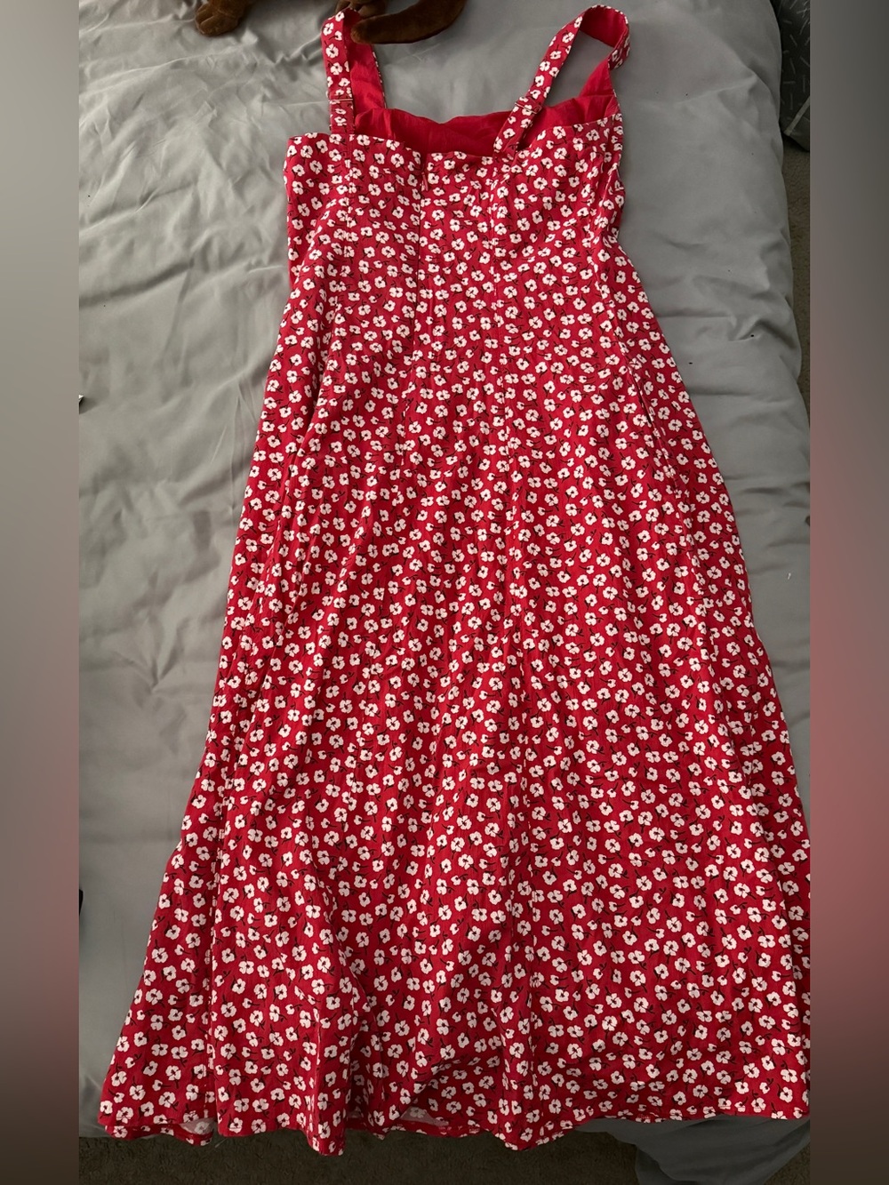 A&F Red Floral A-Line Midi dress